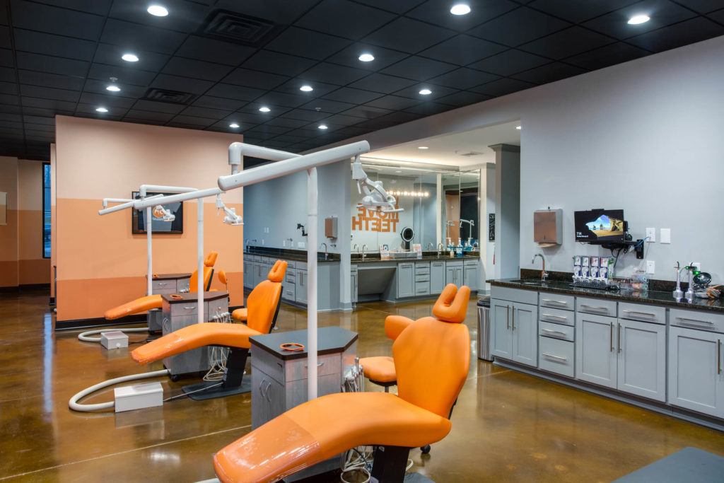 Cary Orthodontist Ortho Bay off of Maynard Rd with Orange Chairs
