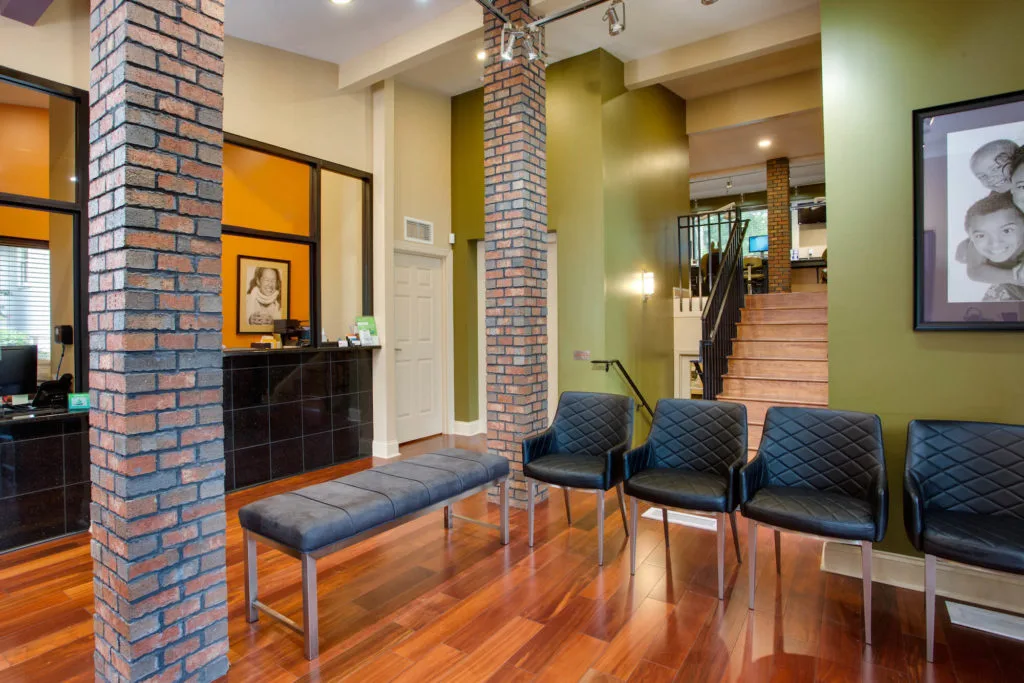 Lobby of Orthodontic office with two stories Greensboro