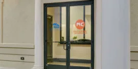 Front doors vinyl orthodontist office