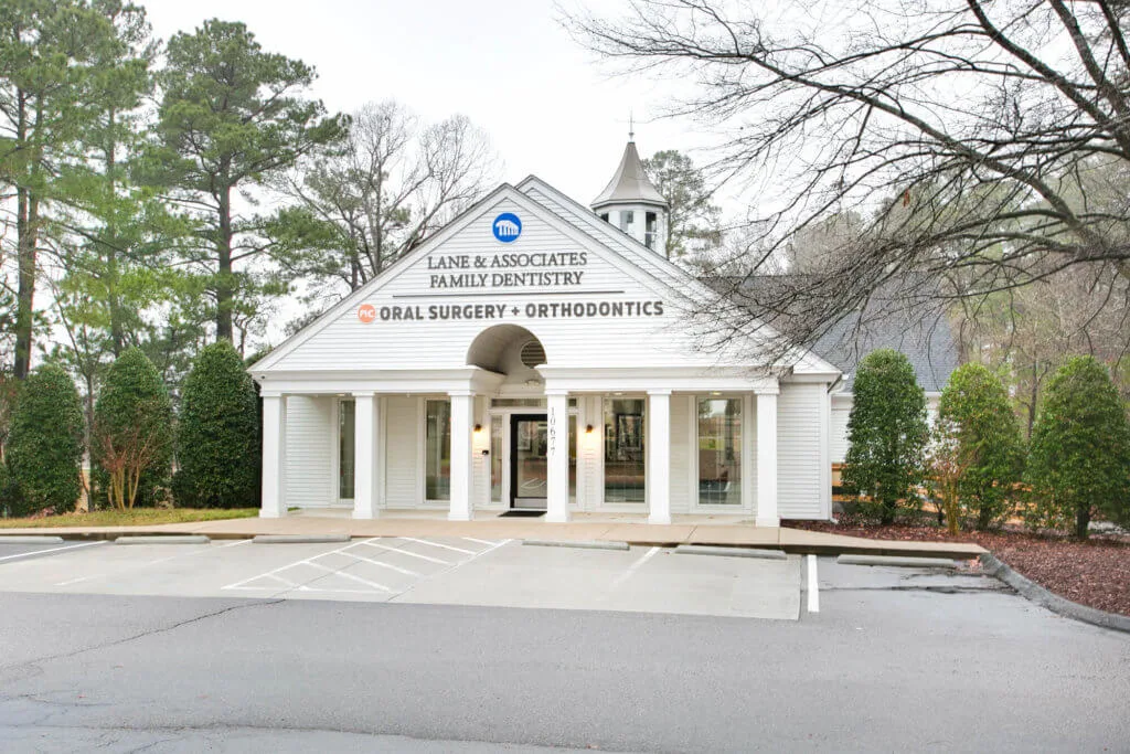 Southern Pines NC Orthodontist and Oral Surgeon Exterior of Building White with triangular shaped roof